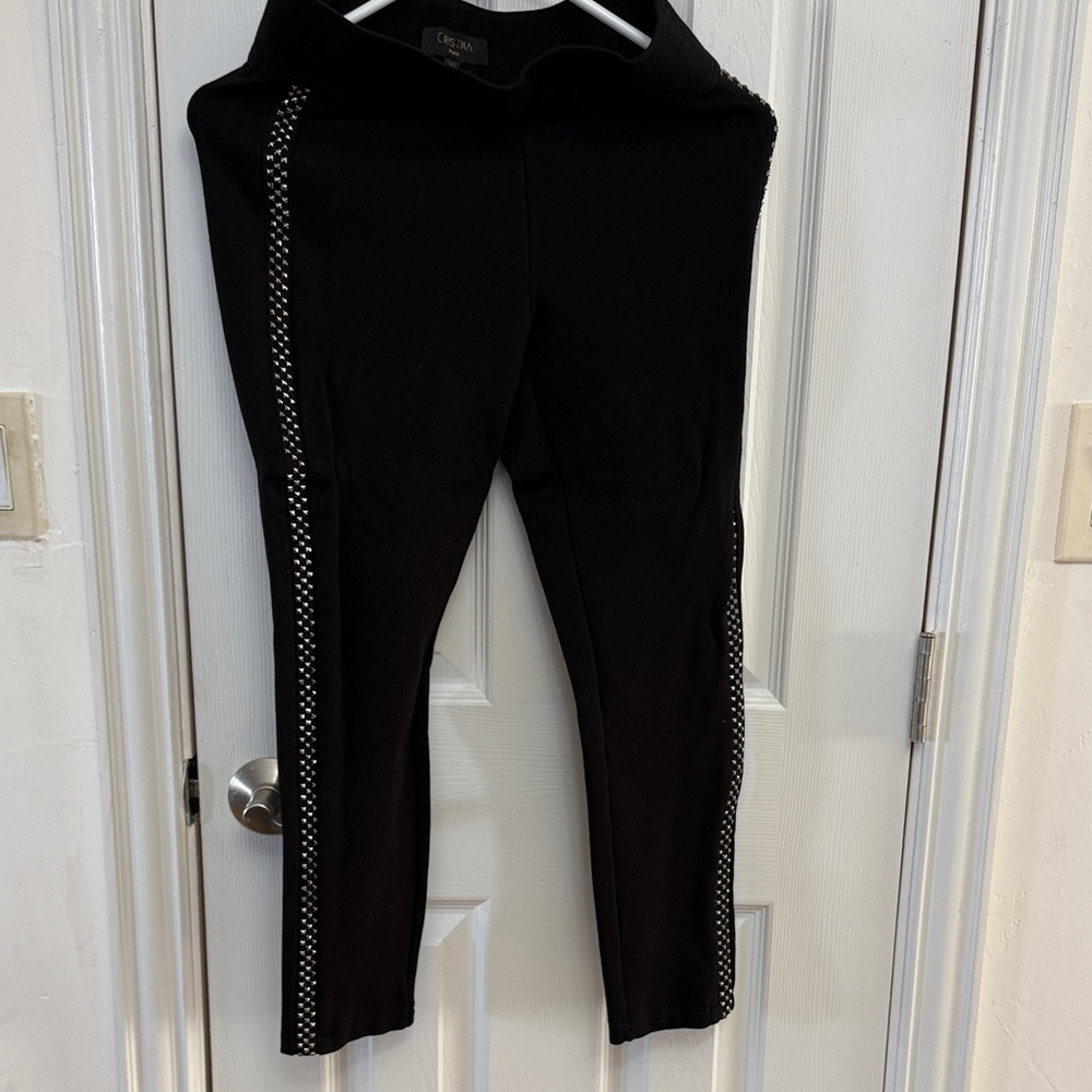 Christina Black Leggings with Silver Stud Detail